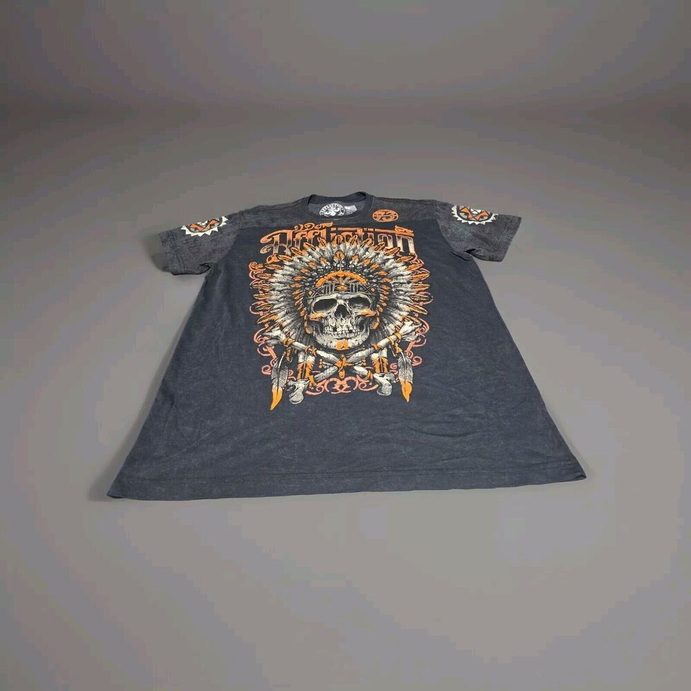Y2K Affliction Shirt Indian Head Skull, Men's Sz 2XL, 127458